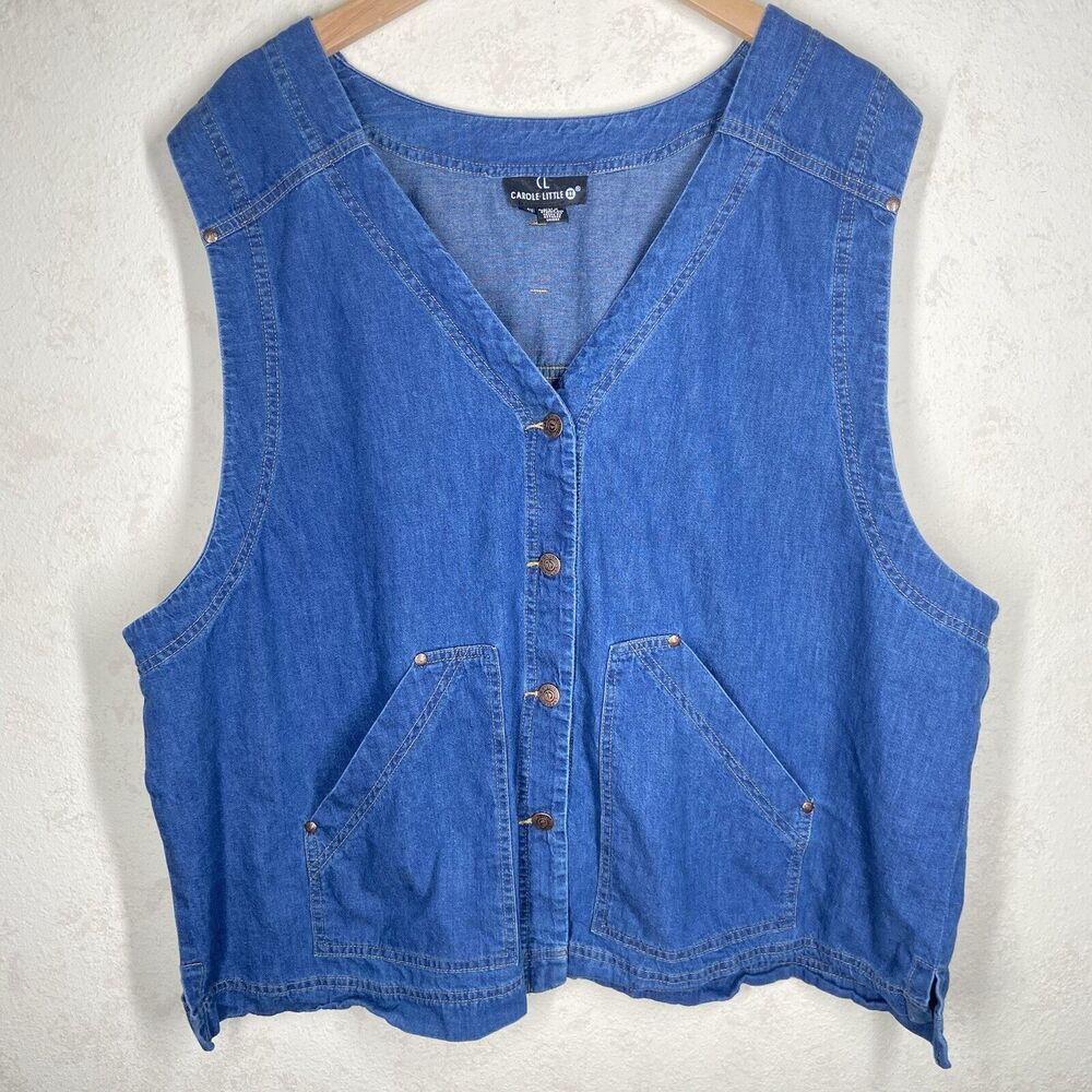 Carole Little II 24W 3X Denim Vest Womens Plus Size